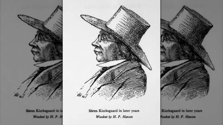Woodcut print of Søren Kierkegaard