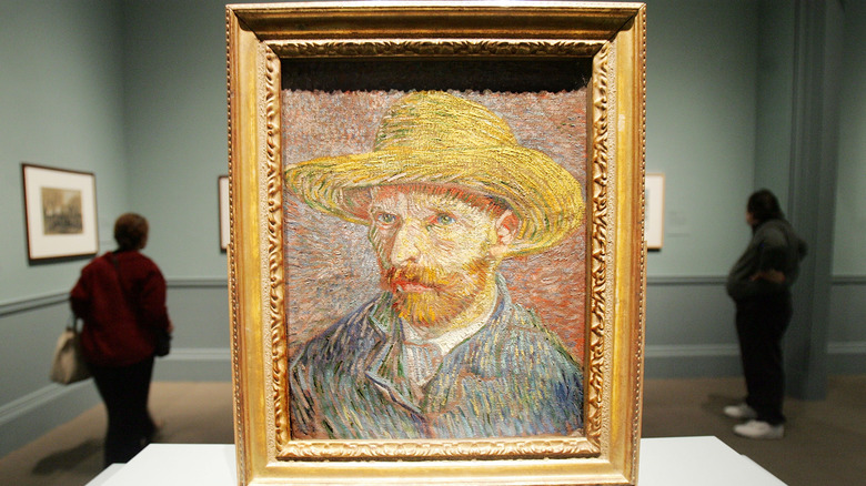 Self portrait of Vincent Van Gogh in a museum