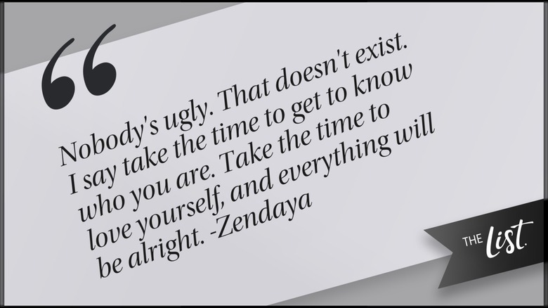 Image of Zendaya quote written out in black with white and gray background