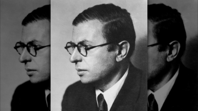 Side-profile shot of Jean-Paul Sartre, circa 1930s