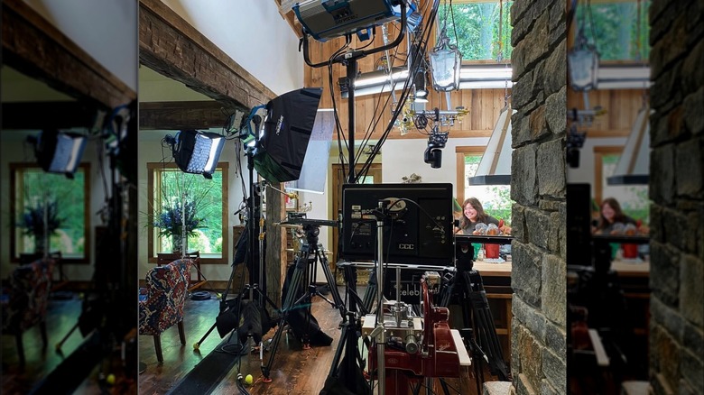 Rachael Ray's back filming in her house after it burned down
