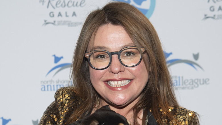 Rachael Ray holding a puppy at a 2025 rescue gala
