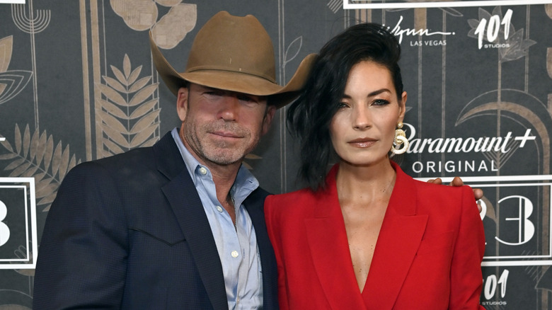 Taylor Sheridan and Nicole Muirbrook at a red carpet event for Paramount+