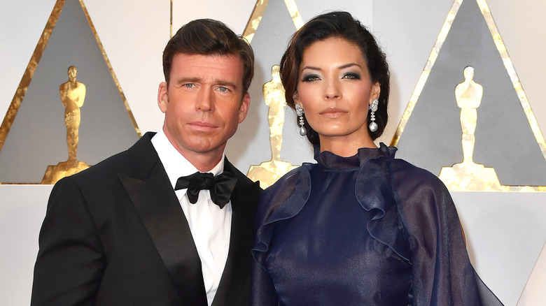 Taylor Sheridan and Nicole Muirbrook at the Oscars red carpet in 2017