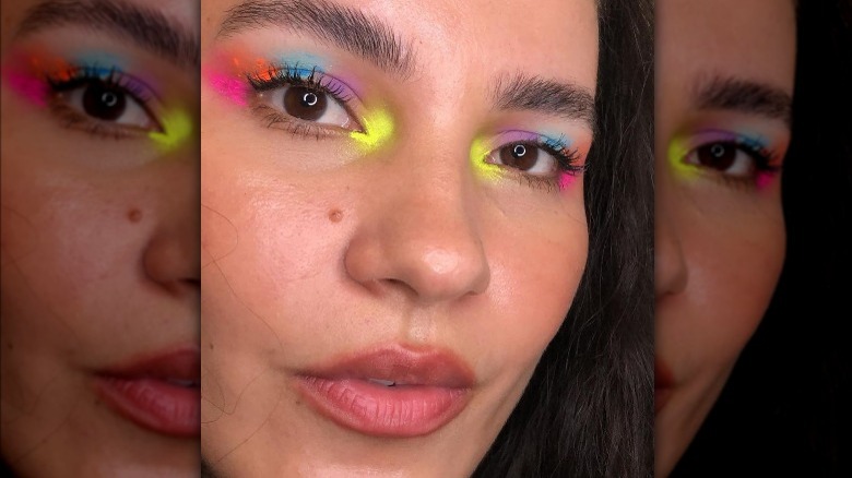 @karinamatos._  rainbow makeup look, originally posted by @katiejanehughes