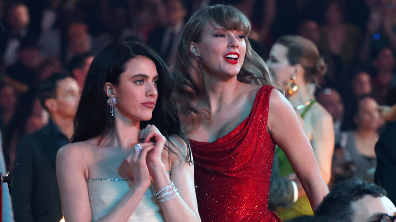 Margaret Qualley and Taylor Swift smiling together