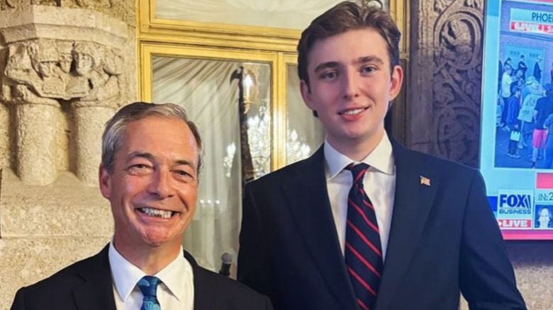 Barron Trump and Nigel Farage smiling