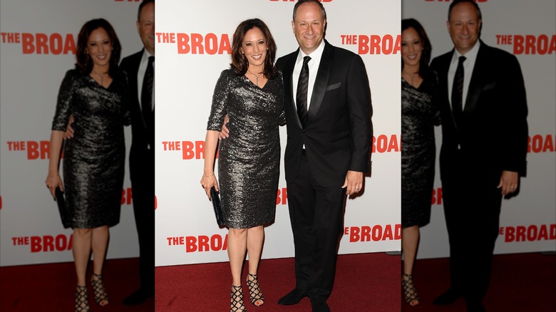 Doug Emhoff arm around Kamala Harris
