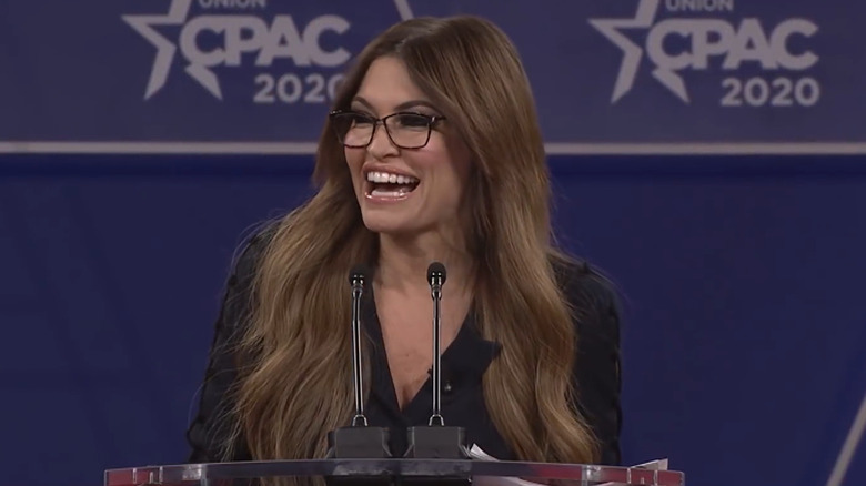 Kimberly Guilfoyle speaks on stage at the 2020 Conservative Political Action Conference (CPAC) in Maryland (2020)