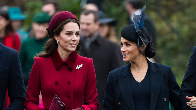 Kate Middleton and Meghan Markle photographed on Christmas Day in 2018