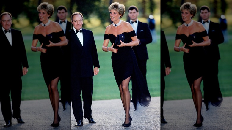Princess Diana attending the Serpentine Gallery gala on June 29, 1994, in her famous "revenge dress"