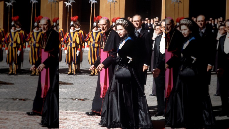 Queen Elizabeth at the Vatican visiting Pope John Paul II in 1980