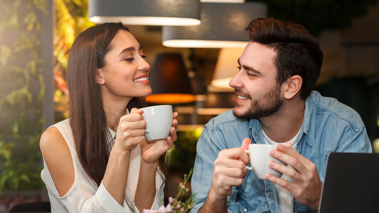 Man and woman on a coffee date