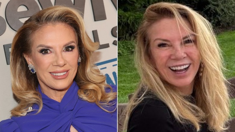 Ramona Singer split image of the star with and without makeup and glam