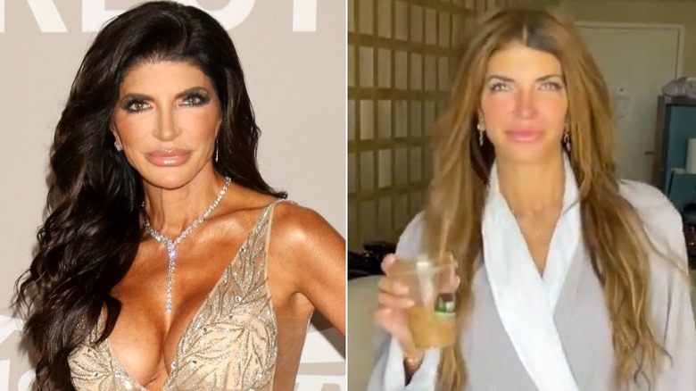 Teresa Giudice split image of the star with and without makeup and glam