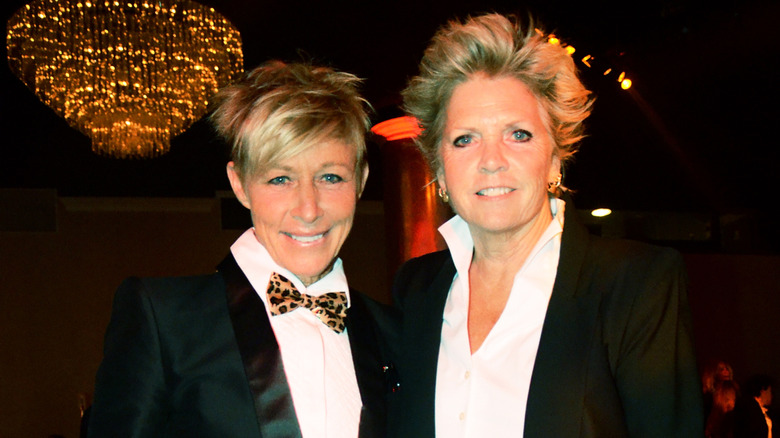 (l-r): Nancy Locke and Meredith Baxter smiling together at an event