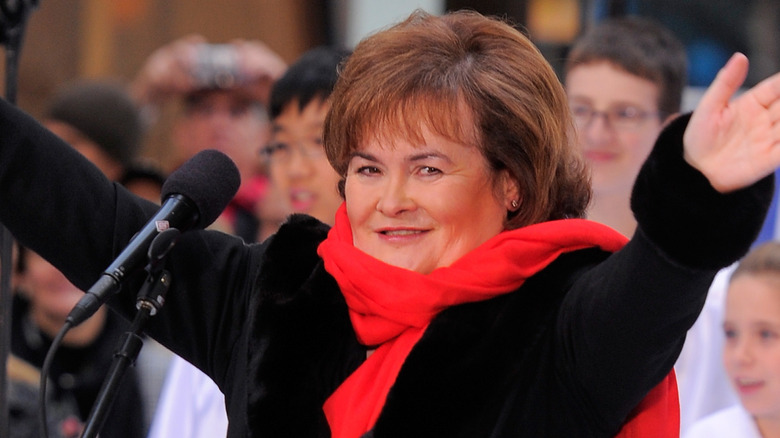 Susan Boyle with raised arms