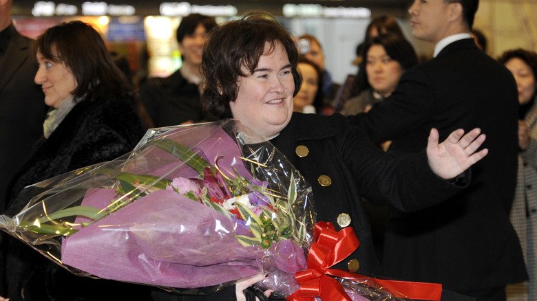 Susan Boyle with flowers