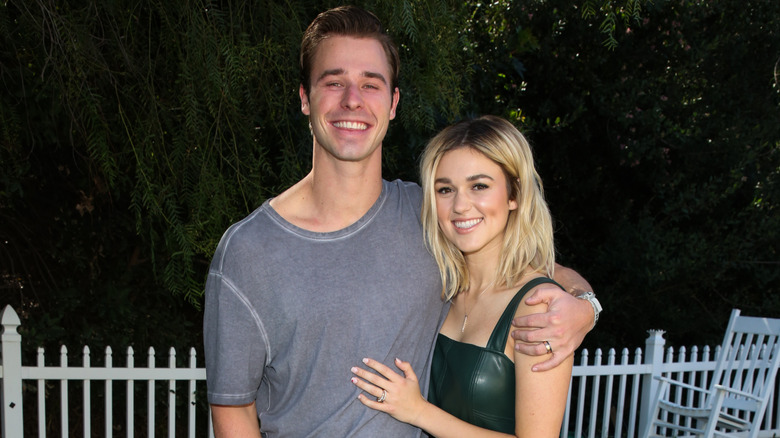 ctress Sadie Robertson (R) and her Husband Christian Huff (L) visit Hallmark Channel's "Home & Family" at Universal Studios Hollywood on February 26, 2020 in Universal City, California.