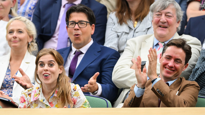 Edo Mapelli Mozzi and Princess Beatrice laughing at Wimbledon
