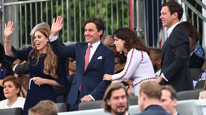 Princess Beatrice and Edo Mapelli Mozzi with Princess Eugenie and Jack Brooskbank