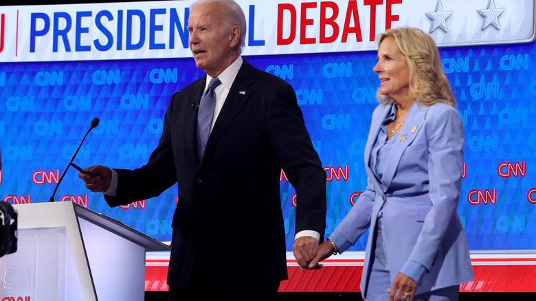Joe and Jill Biden exiting stage 2024 presidential debate
