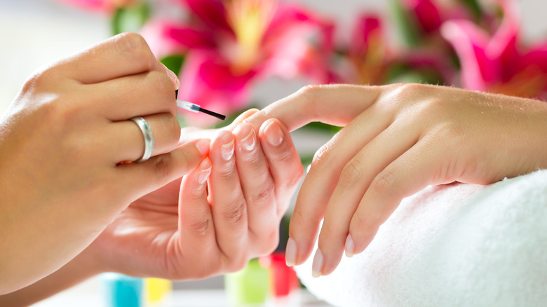 Woman getting a manicure 