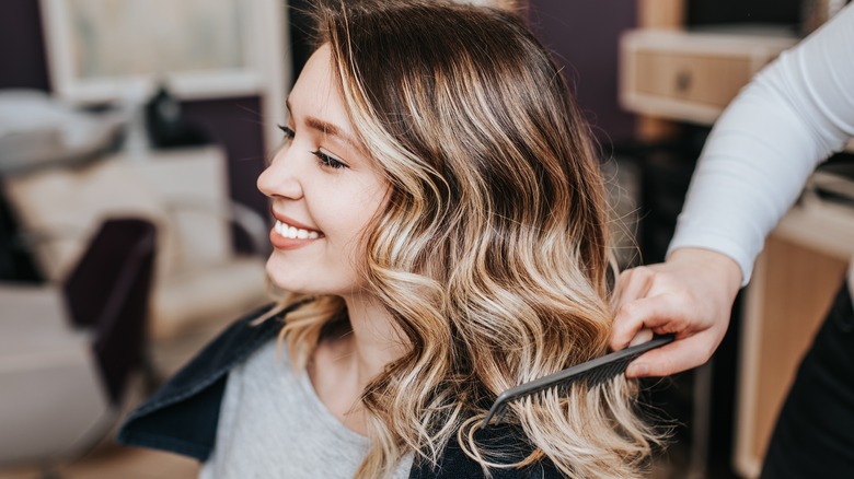 Woman at hair salon