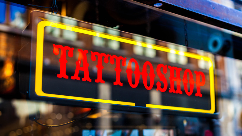 Tattoo shop neon signage 