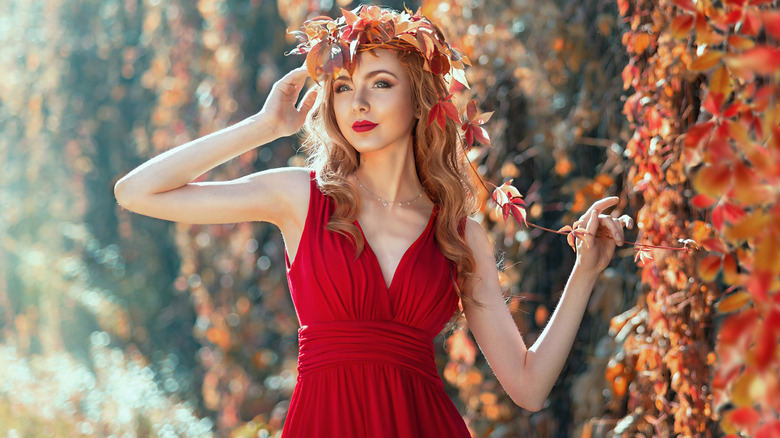 Woman in red dress