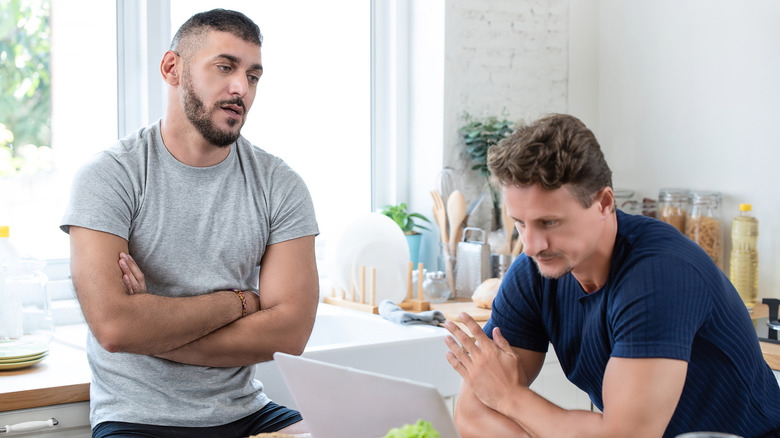 Couple in tense conversation