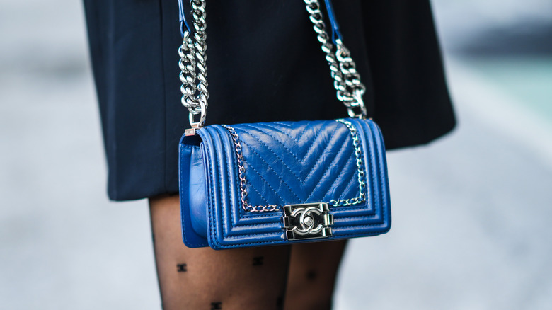 Blue Chanel boy bag