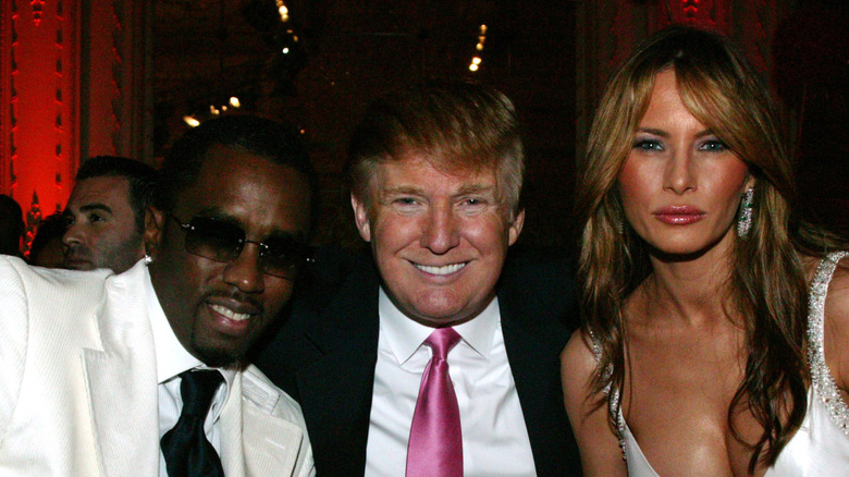 Diddy, Donald, and Melania Trump posing