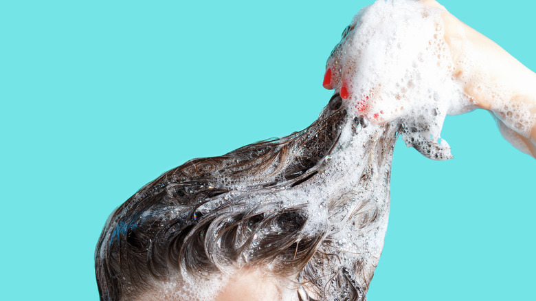 girl washing her hair