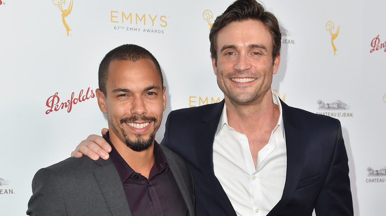 Bryton James and Daniel Goddard smiling