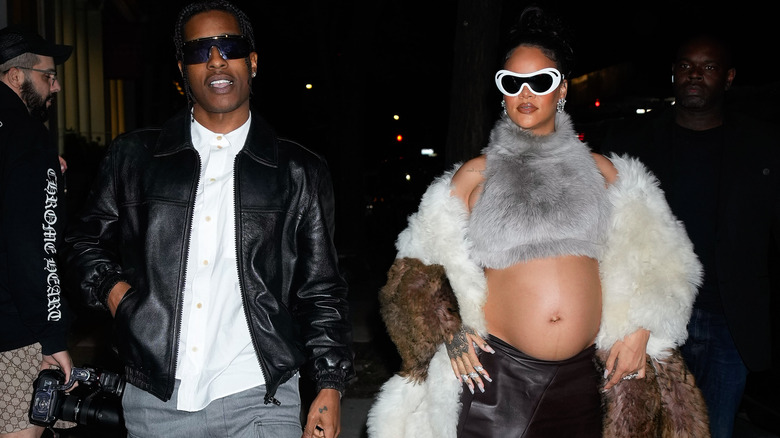 Rihanna and A$AP Rocky at an event 