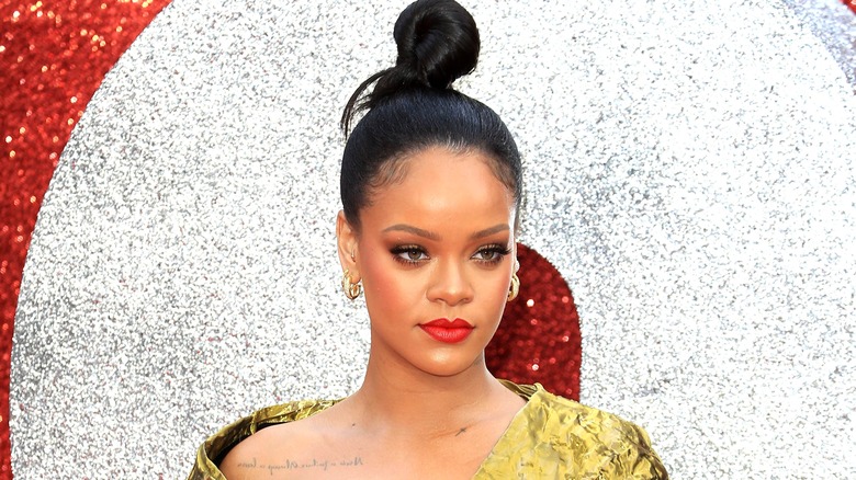 Rihanna looking serious
