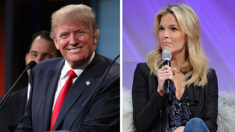 Split image of Donald Trump and Megyn Kelly