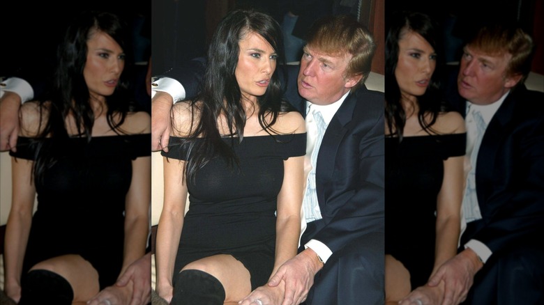 Donald Trump sits close to his girlfriend Melania Knaus at the Men's Health Magazine Bash for the 50th Birthday of Page Six Editor Richard Johnson held at Marquee (2004)