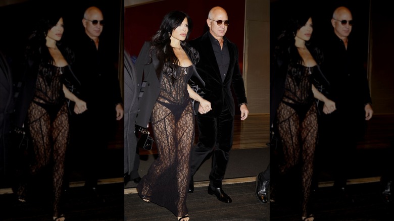 Jeff Bezos and Lauren Sanchez are seen during the Milan Fashion Week - Menswear Fall/Winter 2024-2025 on January 13, 2024 in Milan, Italy (2024)