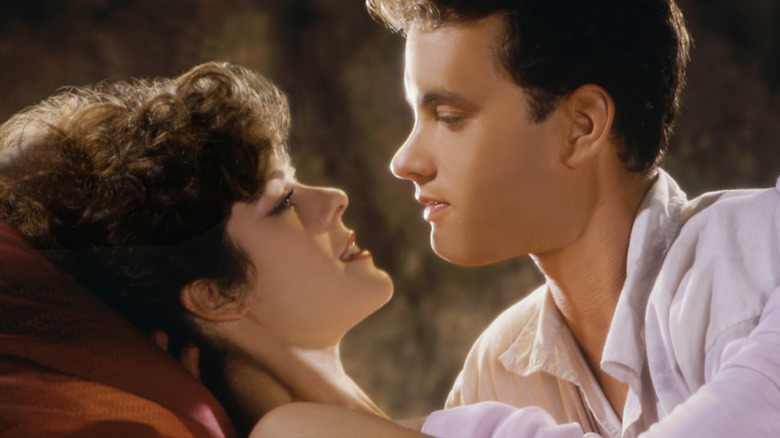 Rita Wilson and Tom Hanks performing in a scene together in 1985