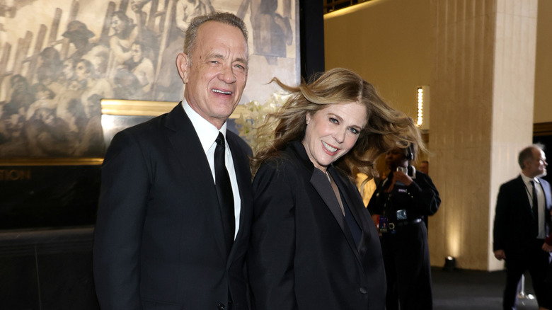 Tom Hanks and Rita Wilson smiling in February 2015
