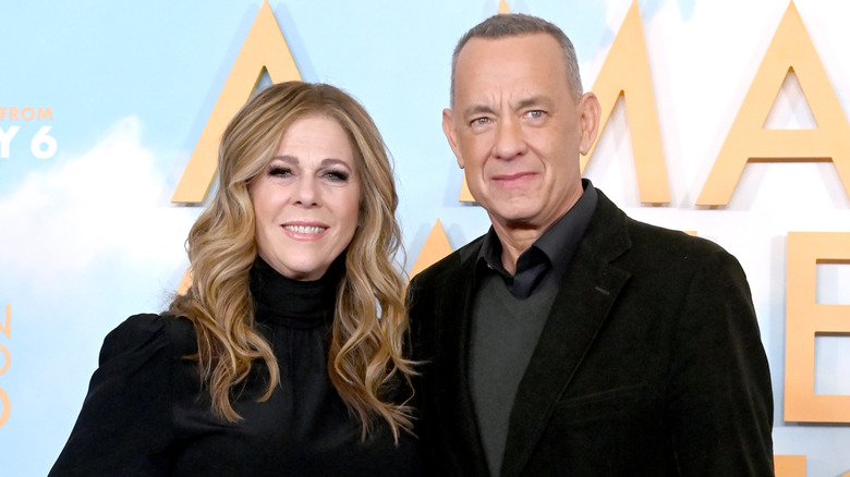 Rita Wilson and Tom Hanks attending an event for A Man Called Otto in December 2022