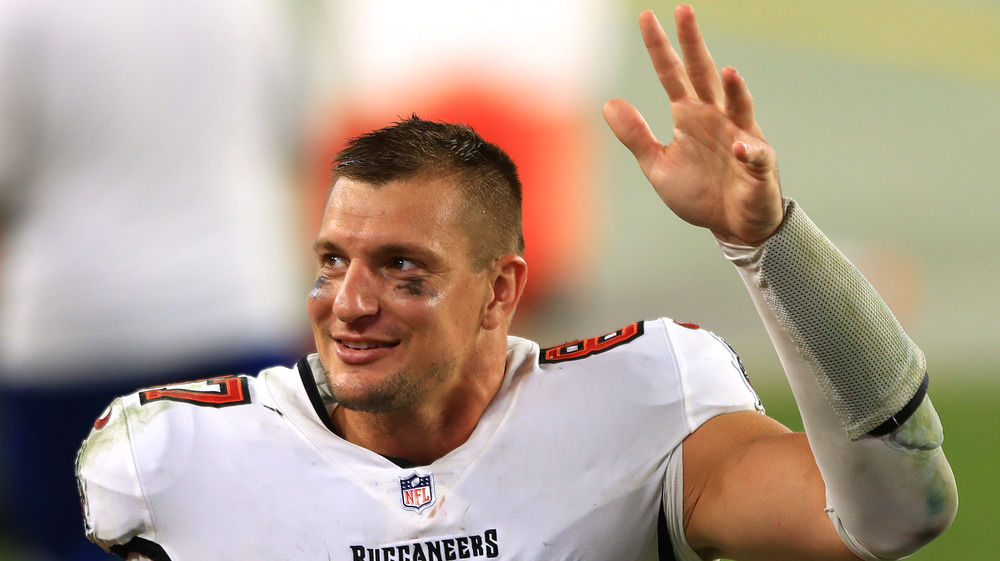 Rob Gronkowski smiling and waving