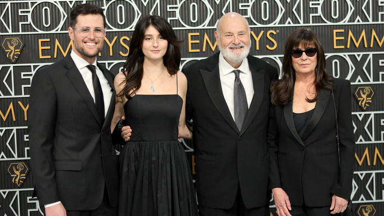 Jake Reiner, Romy Reiner, Rob Reiner, and Michele Reiner posing together at an event