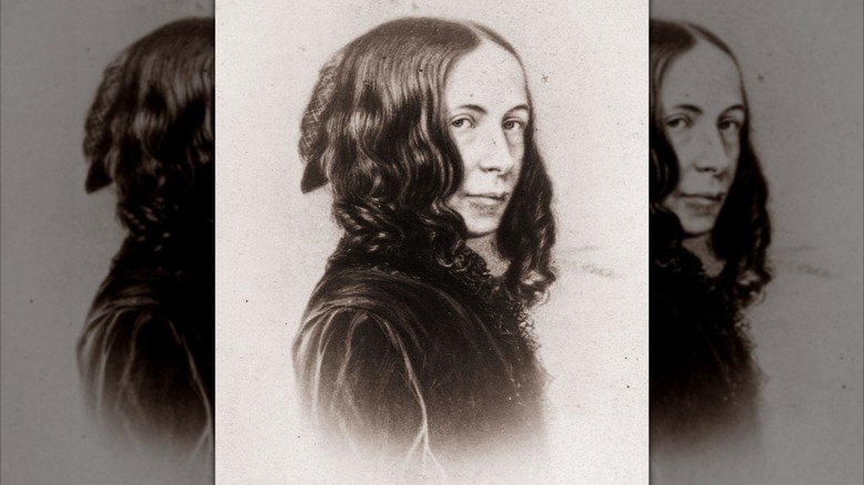 Portrait of English poet Elizabeth Barrett Browning in 1848