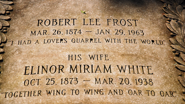 The graves of the poet Robert Frost and his wife Elinor Miriam White in Bennington, Vermont