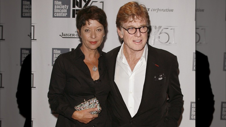 Sibylle Szaggars and Robert Redford smiling together