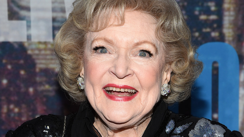 Betty White wearing earrings