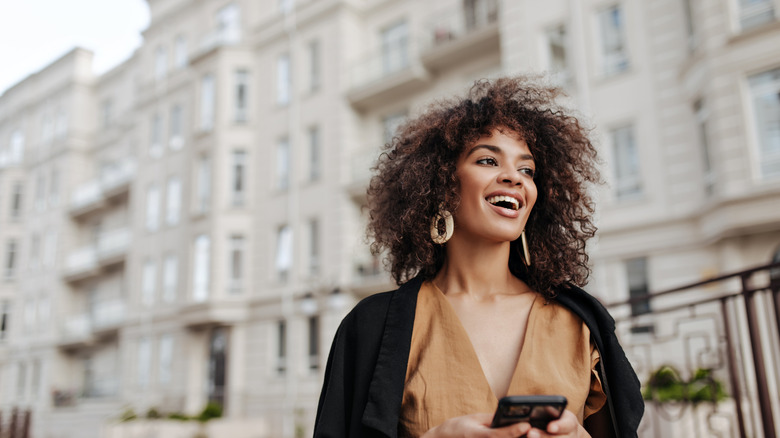 Woman with curly hair